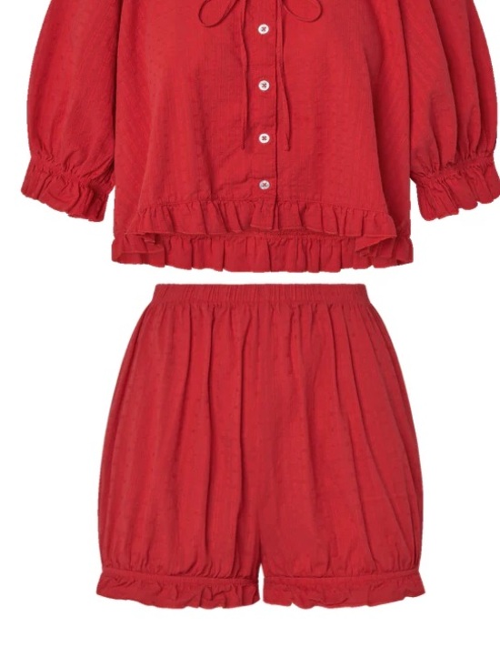 Sonderhaus Pants - SONDERHAUS ROMEO SHORTS IN CHERRY RED EYELET